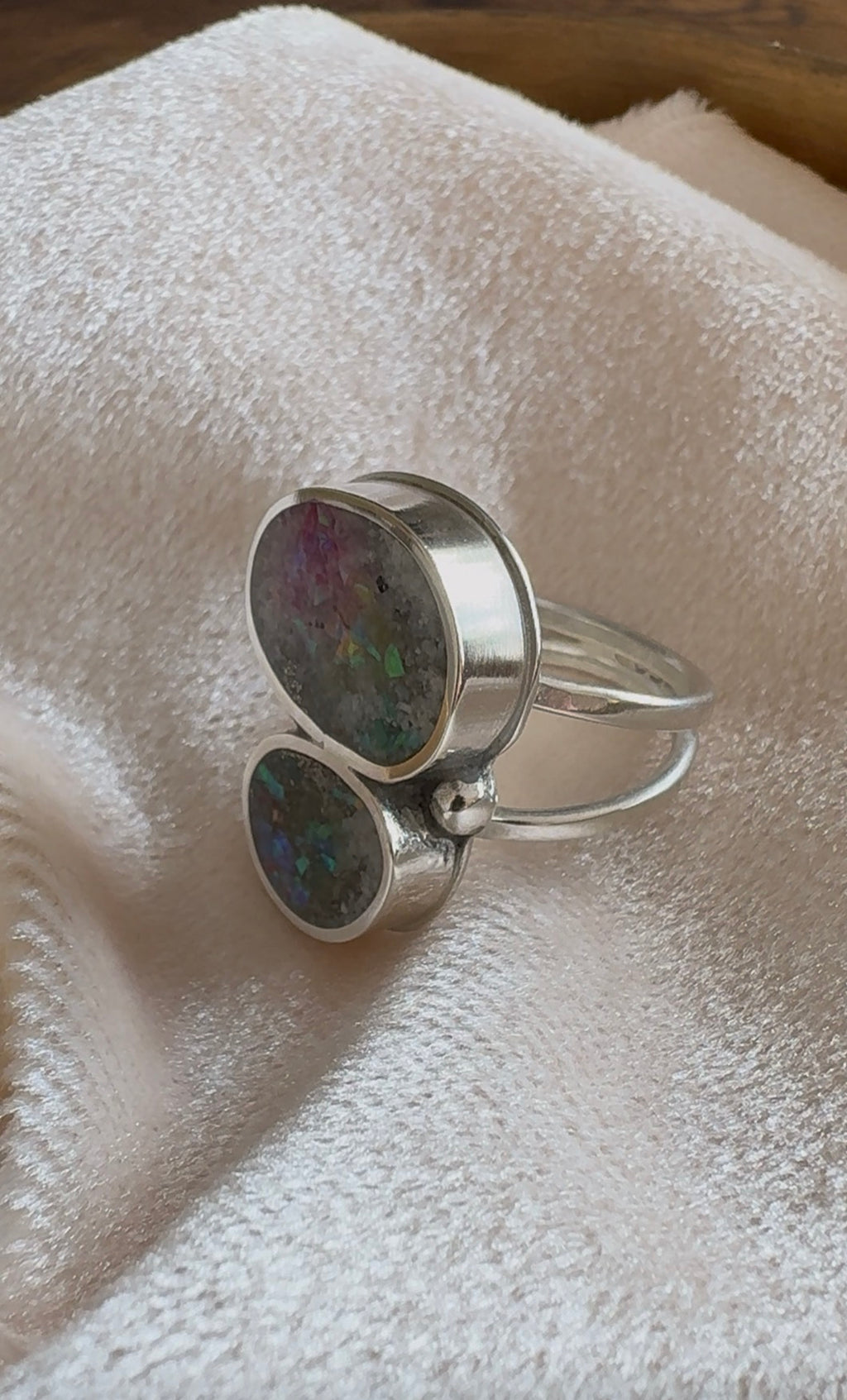 Sterling Silver Opal Fantasy Inlay Ring