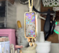 Opal Inlay Pendant with Solid Gold Details