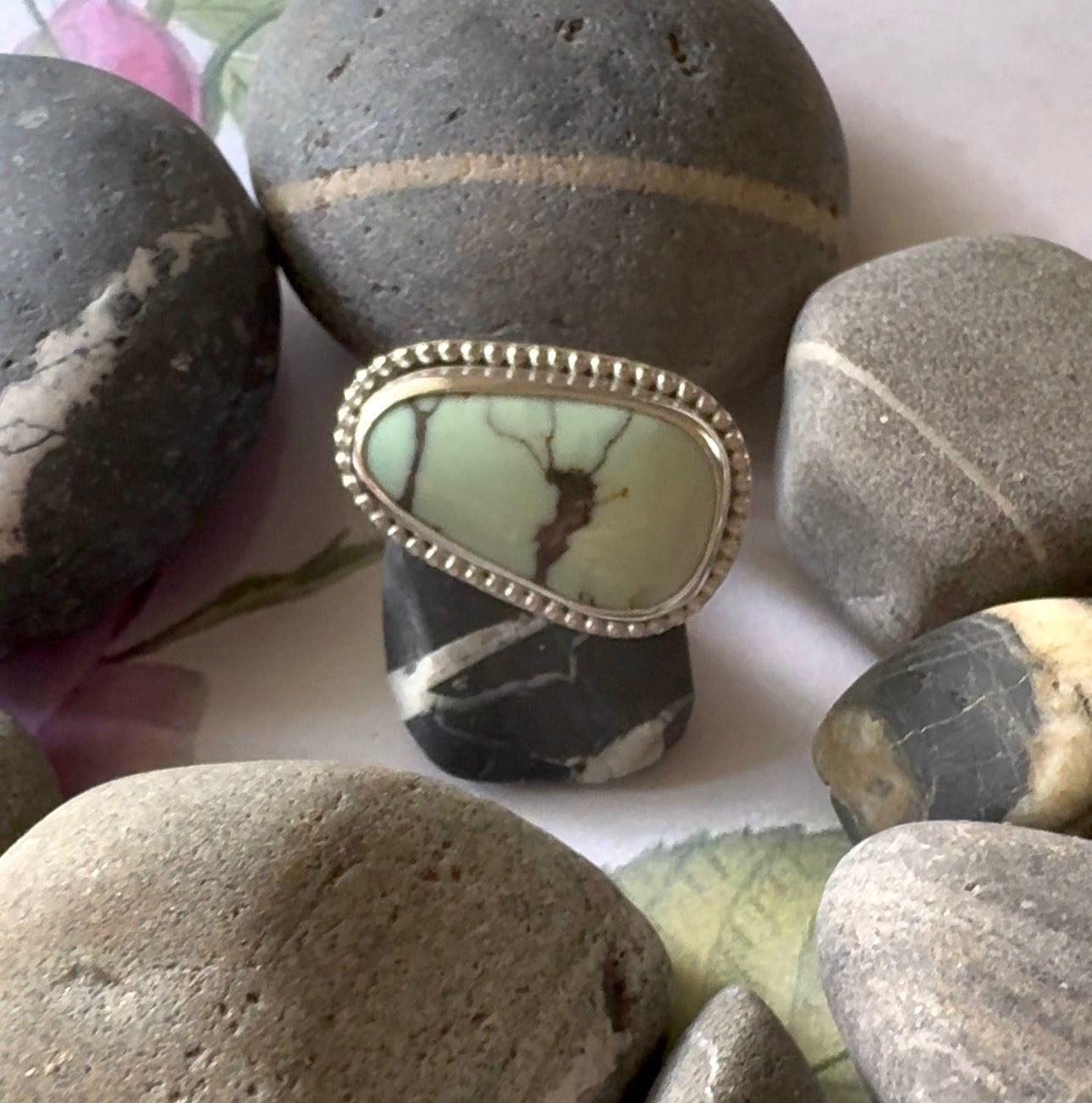 Soft Blue Turquoise Ring in Sterling Silver