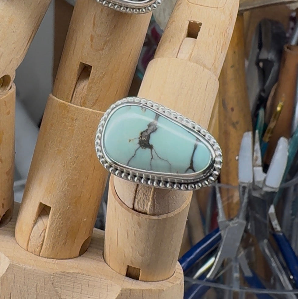 Soft Blue Turquoise Ring in Sterling Silver