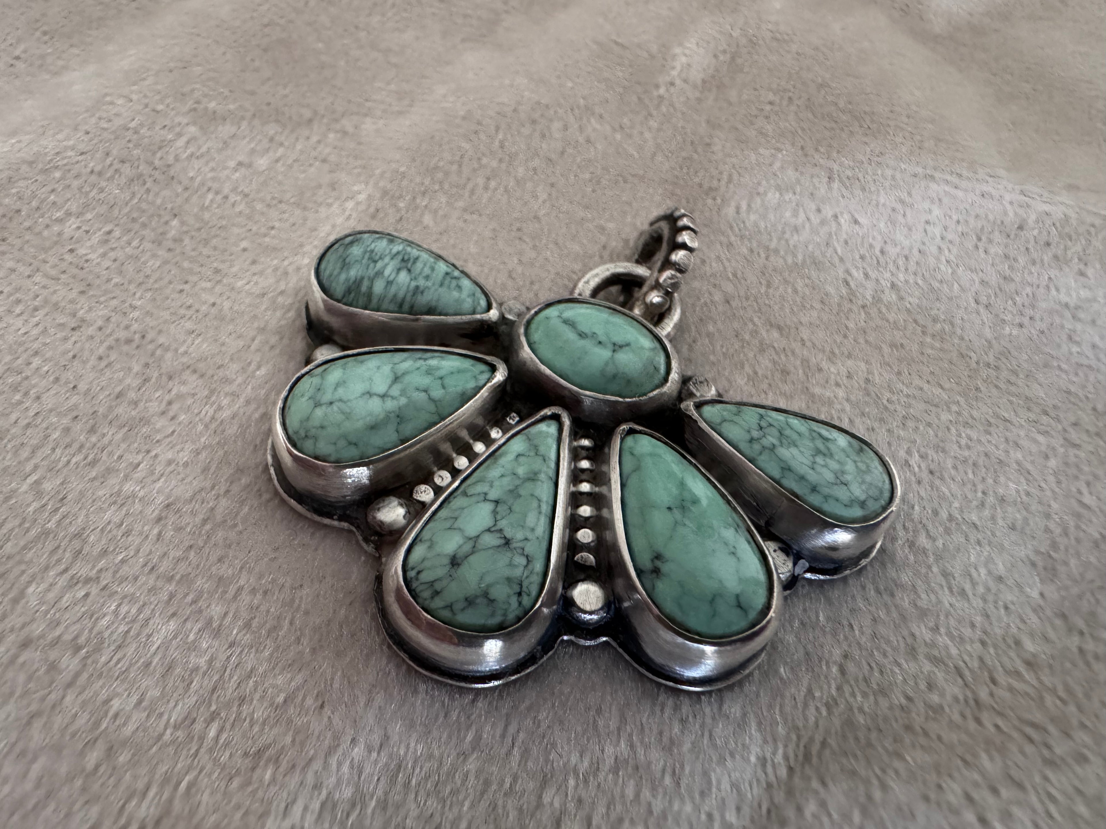 Sterling Silver and Variscite Cluster Pendant