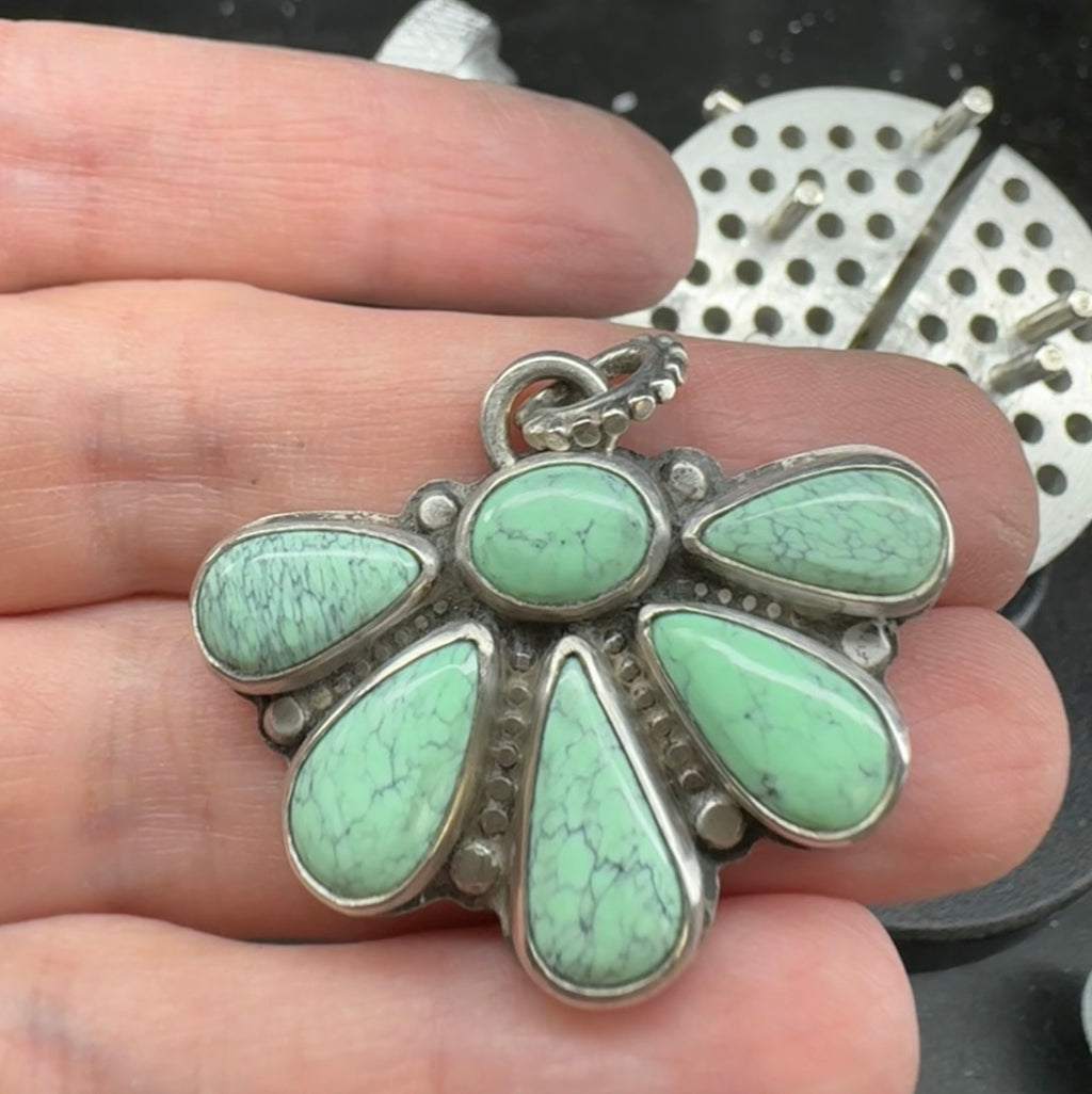 Sterling Silver and Variscite Cluster Pendant