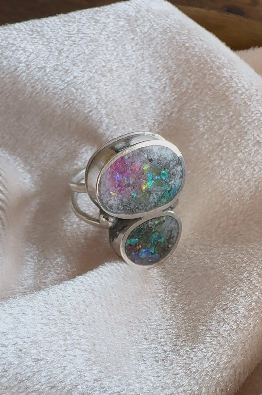 Sterling Silver Opal Fantasy Inlay Ring