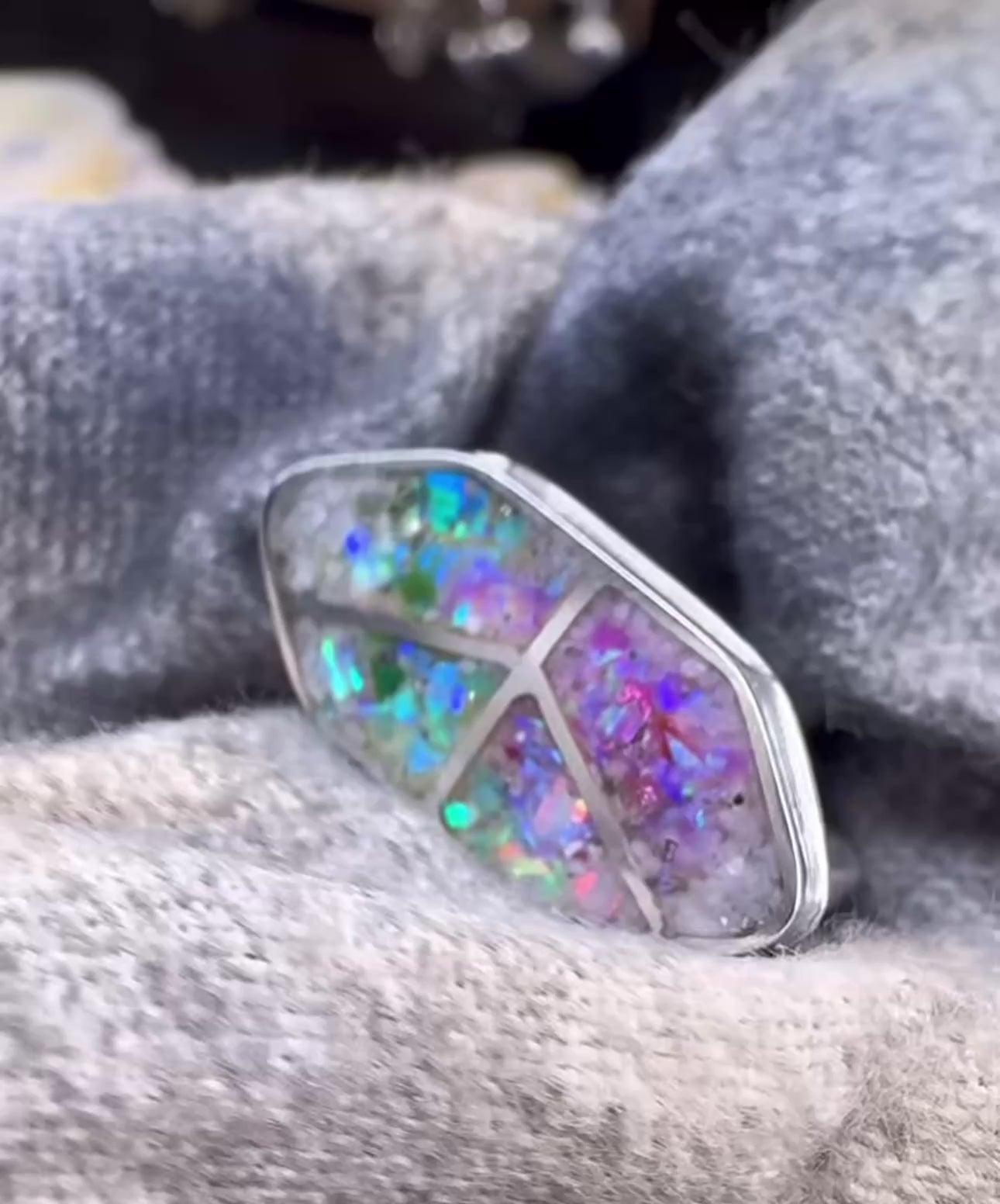 Opal Inlay Sterling Peace Ring